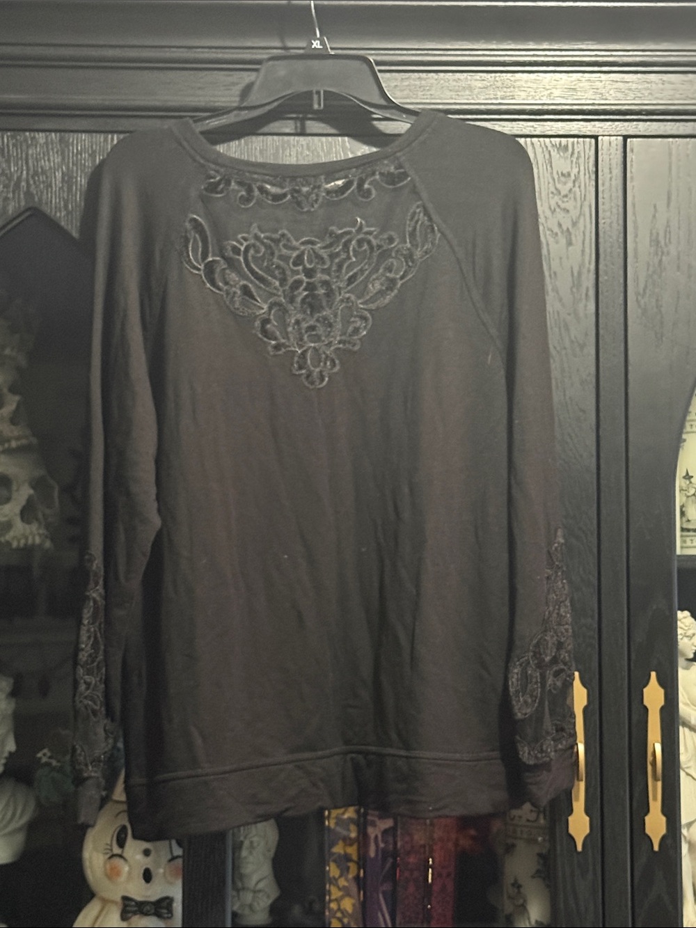 Maurices Black Embroidered Raglan Sweatshirt